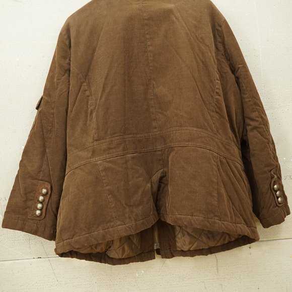 Ladies Lane Crawford 2X Medium Weight Brown Corduroy Jacket Quilted Lining - Picture 7 of 9